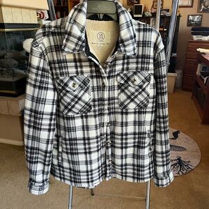 Sage Black and White Plaid Utility Jacket